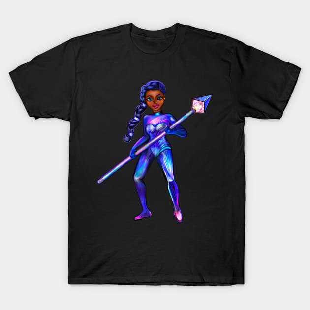 Black anime girl from outer space 3 ! beautiful  black girl with Braided hair, blue eyes, Cherry pink lips and dark brown skin. Hair love ! T-Shirt by Artonmytee